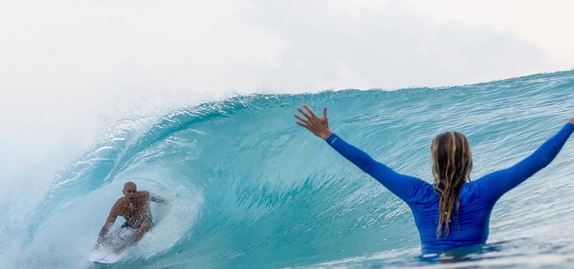 Surfer riding a wave